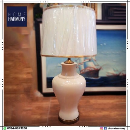 Off White Large Porcelain Lamp (Pair)