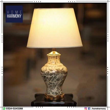 White Cheetah Abstract Table Lamp (Pair)