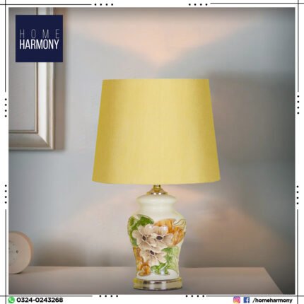 Floral Bedroom Size Porcelain Table Lamp (Pair)