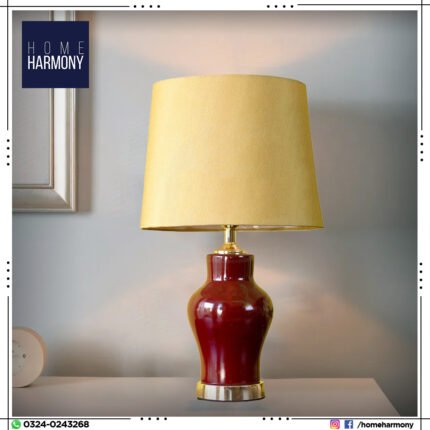 Small Maroon Porcelain Table Lamp (Pair)