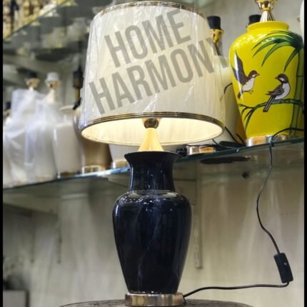 Black Marble Effect Ceramic Medium Table Lamp (Pair)