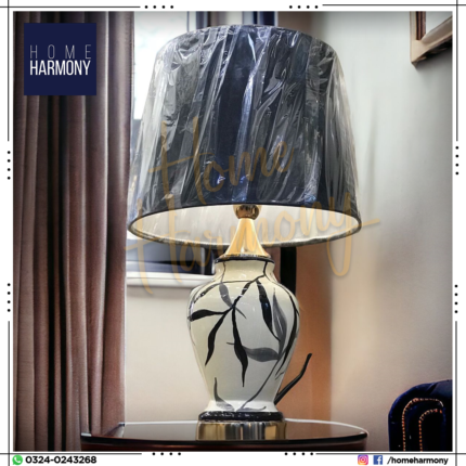 Black Leaves Ceramic Table Lamp (Pair)