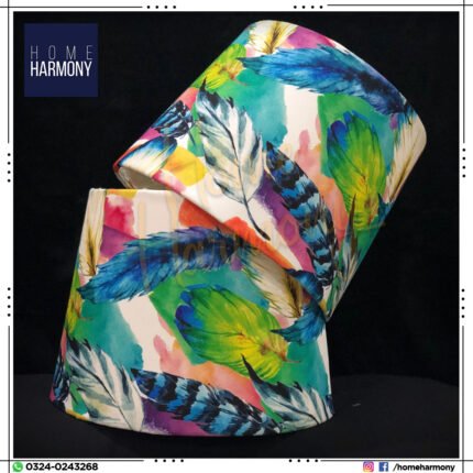 Vibrant Feather Fantasy Lamp Shades (Pair)